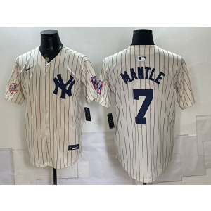 New York Yankees 7 Mantle Cream Men Jersey