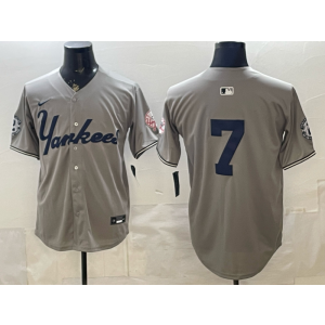 New York Yankees 7 Mickey Mantle Grey Cool Base Men Jersey