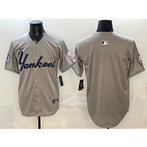 New York Yankees Blank Grey Cool Base Men Jersey