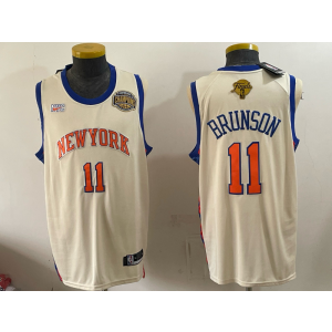 New York knicks 11 Brunson Cream Finals & Champions Men Jersey