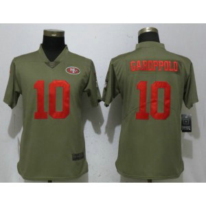 Nike 49ers 10 Jimmy Garoppolo Olive 2017 Salute To Service Limited Women Jersey