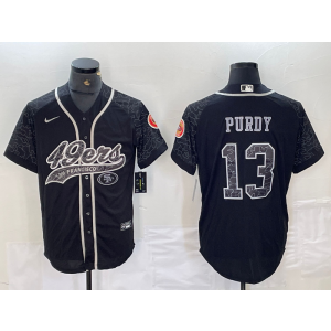 Nike 49ers 13 Brock Black Reflective Vapor Baseball Limited Men Jersey