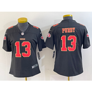 Nike 49ers 13 Brock Purdy Black Gold Vapor Limited Women Jersey