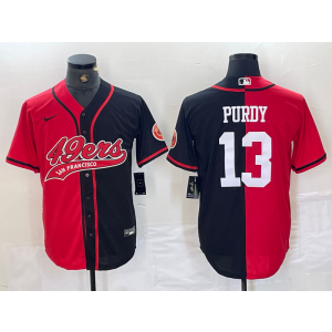 Nike 49ers 13 Brock Purdy Black Red Split Vapor Baseball Limited Men Jersey