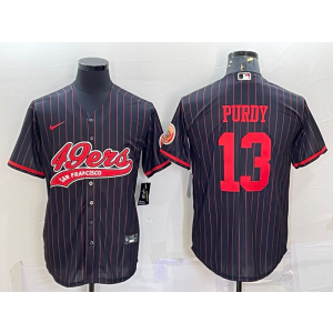 Nike 49ers 13 Brock Purdy Black Stripe Vapor Baseball Limited Men Jersey