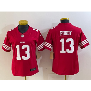 Nike 49ers 13 Brock Purdy Red 2023 F.U.S.E Vapor Limited Women Jersey