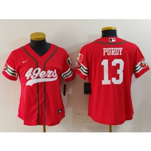 Nike 49ers 13 Brock Purdy Red Mexico Vapor Baseball Limited Women Jersey