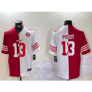 Nike 49ers 13 Purdy White Red Split Vapor Limited Men Jersey