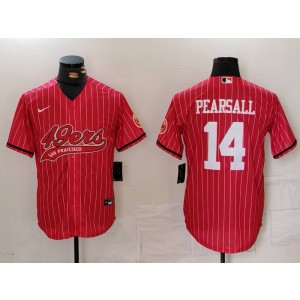Nike 49ers 14 Ricky Pearsall Red Stripe Vapor Baseball Limited Men Jersey Nike 49ers 14 Ricky Pearsall Red Stripe Vapor Baseball Limited Men Jersey