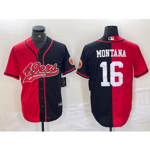 Nike 49ers 16 Joe Montan Black Red Split Vapor Baseball Limited Men Jersey