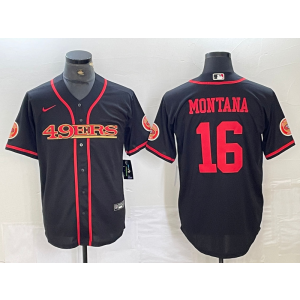 Nike 49ers 16 Joe Montana Black Vapor Baseball Limited Men Jersey Nike 49ers 16 Joe Montana Black Vapor Baseball Limited Men Jersey