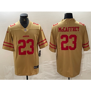 Nike 49ers 23 Christian McCaffrey Gold Vapor Limited Men Jersey