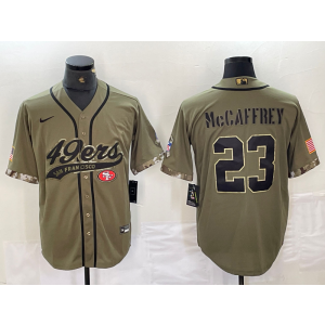 Nike 49ers 23 Christian McCaffrey Olive Vapor Baseball Limited Men Jersey