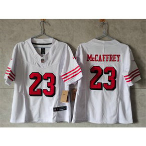 Nike 49ers 23 Christian McCaffrey White F.U.S.E. Vapor Limited Women Jersey(Run Small)