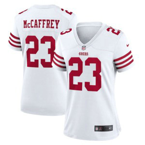 Nike 49ers 23 Christian McCaffrey White Vapor Untouchable Limited Women Jersey(Run Small)