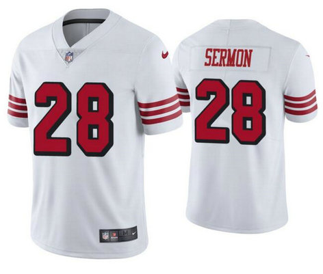 Nike 49ers 28 Trey Sermon White Color Rush Vapor Untouchable Limited Jersey