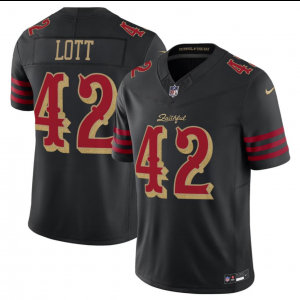 Nike 49ers 42 Ronnie Lott Black Gold Rivalries F.U.S.E. Vapor Limited Men Jersey