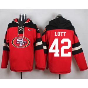 Nike 49ers 42 Ronnie Lott Red Player Pullover NFL Hoodie Sweatshirt
