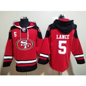 Nike 49ers 5 Trey Lance Red Hoodie Sweatshirt
