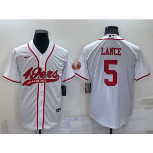 Nike 49ers 5 Trey Lance White Vapor Baseball Limited Men Jersey Nike 49ers 5 Trey Lance White Vapor Baseball Limited Men Jersey