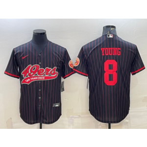 Nike 49ers 8 Steve Young Black With Patch Vapor Baseball Limited Men Jersey