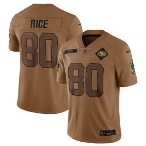 Nike 49ers 80 Jerry Rice 2023 Brown Salute To Service Limited Men Jersey