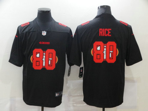 Nike 49ers 80 Jerry Rice Black Shadow Logo Limited Jersey