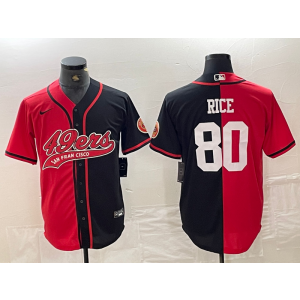 Nike 49ers 80 Jerry Rice Red Black Split Vapor Baseball Limited Men Jersey