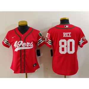 Nike 49ers 80 Jerry Rice Red Mexico Vapor Baseball Limited Women Jersey