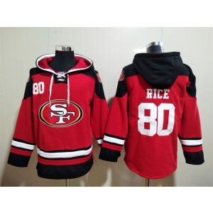 Nike 49ers 80 Jerry Rice Red Player Pullover Hoodie Sweatshirt
