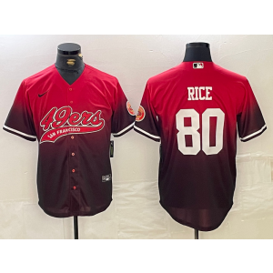 Nike 49ers 80 Jerry Rice Red Vapor Baseball Limited Men Jersey