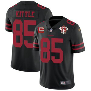 Nike 49ers 85 George Kittle Black With C Patch 2021 75th Anniversary Vapor Limited Men Jersey Nike 49ers 85 George Kittle Black With C Patch 2021 75th Anniversary Vapor Limited Men Jersey