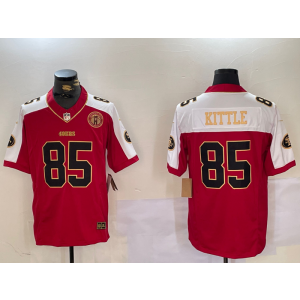 Nike 49ers 85 Kittle Red White Gold F.U.S.E. Vapor Limited Men Jersey