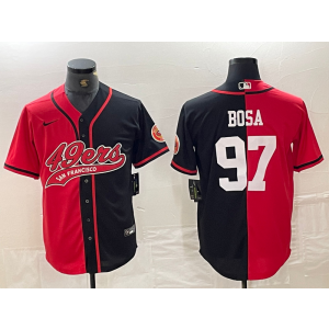 Nike 49ers 97 Nick Bosa Red Black Split Vapor Baseball Limited Men Jersey