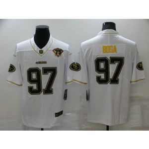 Nike 49ers 97 Nick Bosa White Gold 75th Anniversary Vapor Limited Men Jersey Nike 49ers 97 Nick Bosa White Gold 75th Anniversary Vapor Limited Men Jersey
