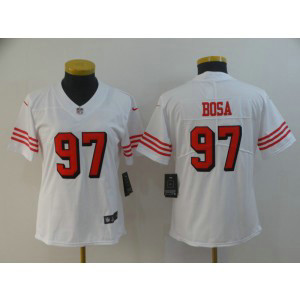 Nike 49ers 97 Nick Bosa White Vapor Untouchable Throwback Limited Women Jersey