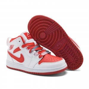 Nike Air Jordan 1 Red White Kids Shoes