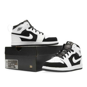 Nike Air Jordan 1 White Black Youth Shoes