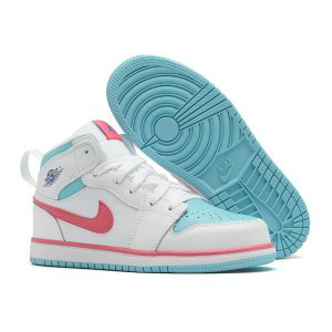 Nike Air Jordan 1 White Blue Youth Shoes