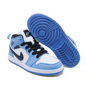 Nike Air Jordan 1 White Blue Youth Shoes 3