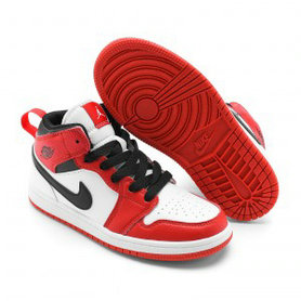 Nike Air Jordan 1 White Red Youth Shoes