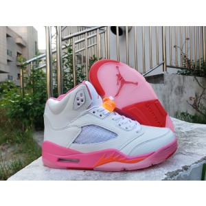 Nike Air Jordan 5 White Pink Women Shoes