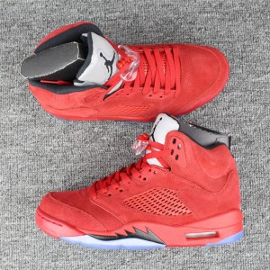 Nike Air Jordan V 5 Retro Red Suede Blood Red Basketball Shoes