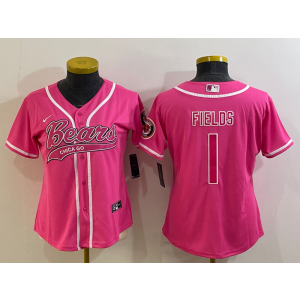 Nike Bears 1 Justin Fields Pink Vapor Baseball Limited Women Jersey