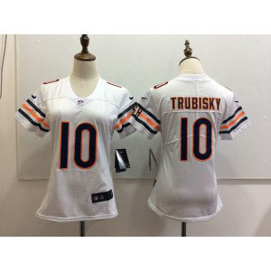 Nike Bears 10 Mitch Trubisky White Vapor Untouchable Limited Women Jersey