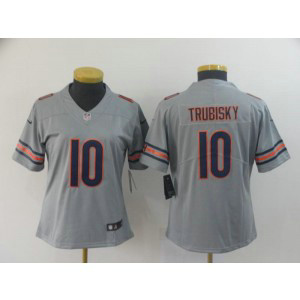 Nike Bears 10 Mitchell Trubisky Sliver Inverted Legend Women Jersey