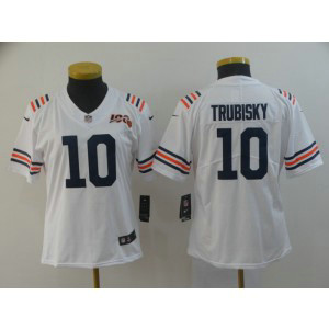 Nike Bears 10 Mitchell Trubisky White Alternate 100th Vapor Untouchable Limited Women Jersey