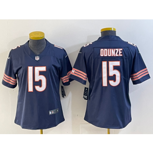 Nike Bears 15 Rome Odunze Blue Vapor Untouchable Limited Women Jersey