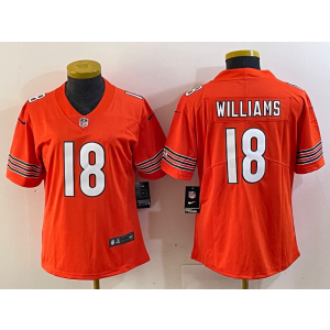 Nike Bears 18 Caleb Williams Orange Vapor Untouchable Limited Women Jersey