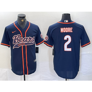 Nike Bears 2 D.J. Moore Navy Vapor Baseball Limited Men Jersey